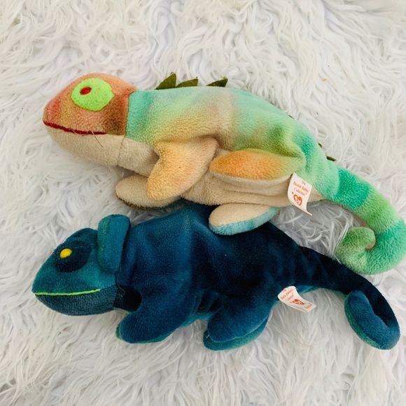 Vintage TY Beanie Baby IguanasRainbow Iggy